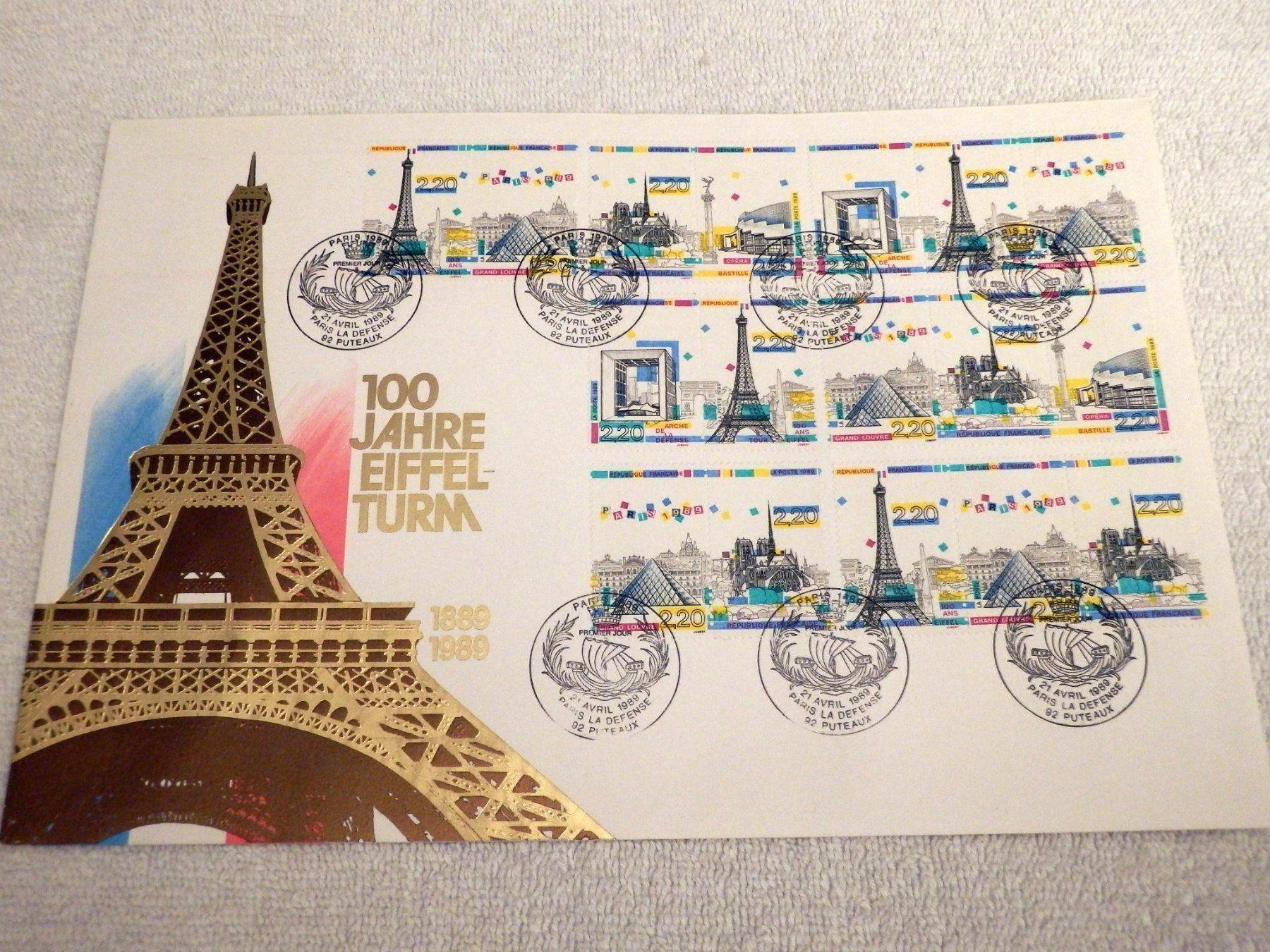 Tous les timbres: Luxusbrief, 100 Jahre Eifelturm, 1989 – Neuf (Voir description) à Ueberstorf par dinbau