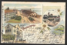 Romanshorn farbige Lithografie 3 Bilder Gasthof zum Hecht