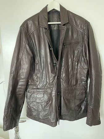 Braune Trussardi Jeans Lederjacke Herren