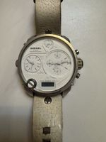 Herren Uhr Diesel Chronograph Lederarmband Weiss gebraucht