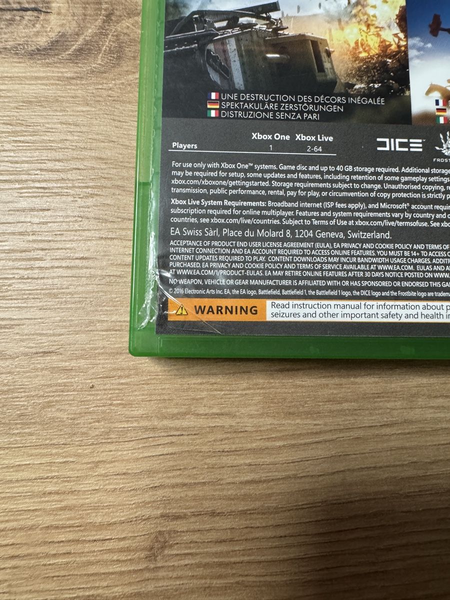 Microsoft Giochi: Xbox One - Battlefield 1 - Shooter – Usato da Biberist venduto da etesummer 2