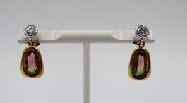 MULTICOLOR TURMALIN OHRSCHMUCK IN 750 GELB- / WEISSGOLD