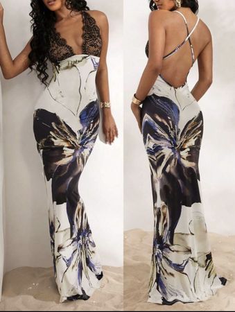 Sommerliches Maxikleid mit Spitze, Grösse S, neu!