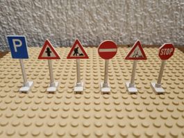 Lego 6x Verkehrsschilder / Schilder / Strassenschilder