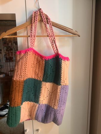 Tote bag crochet coloré 