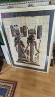 Ägyptisches Papyrus Bild im Rahmen Goldfarben Nefetary