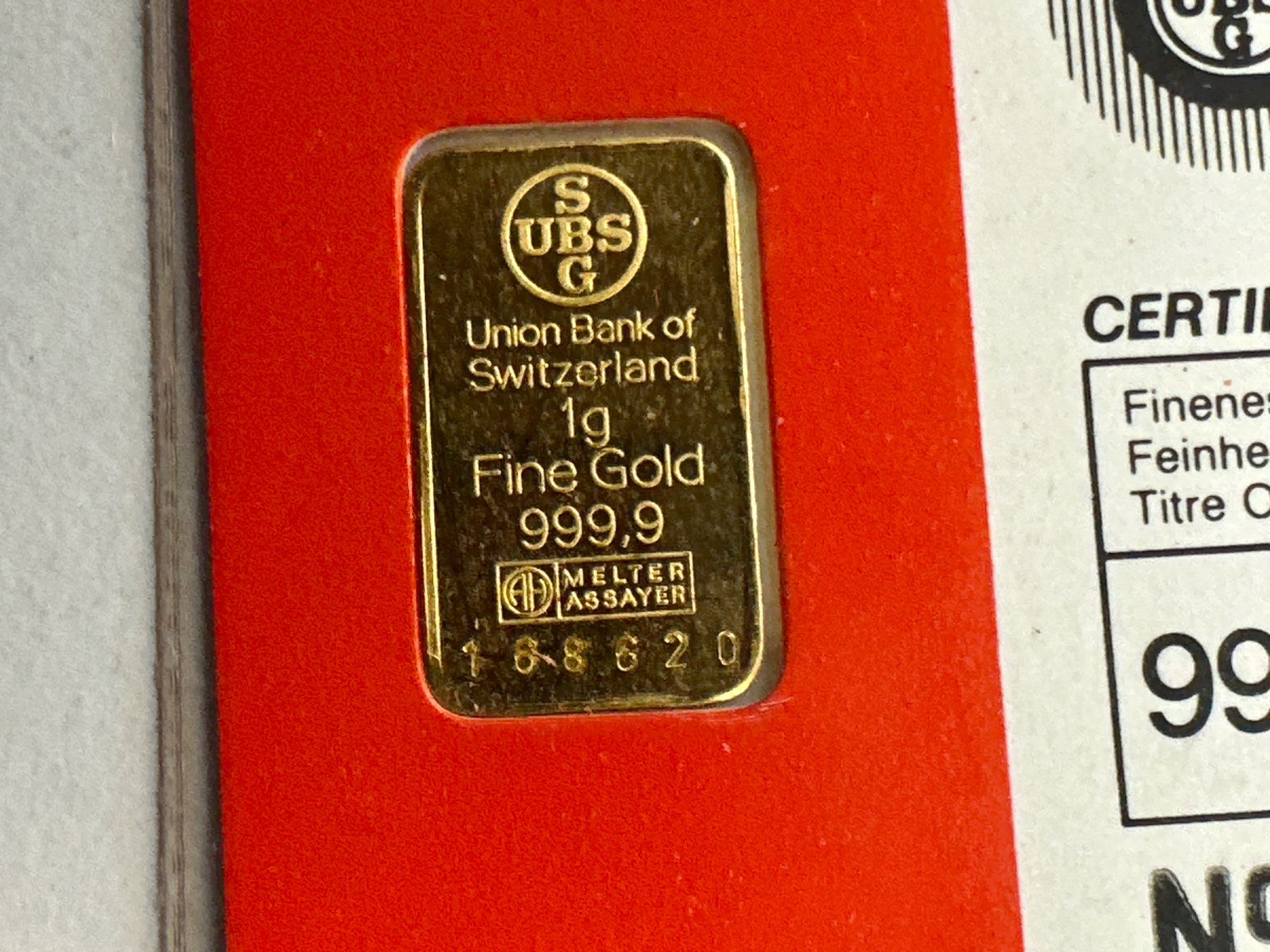Metalli preziosi: 1g Goldbarren UBS – Nuovo e nell'imballaggio originale da Herisau venduto da herau 1