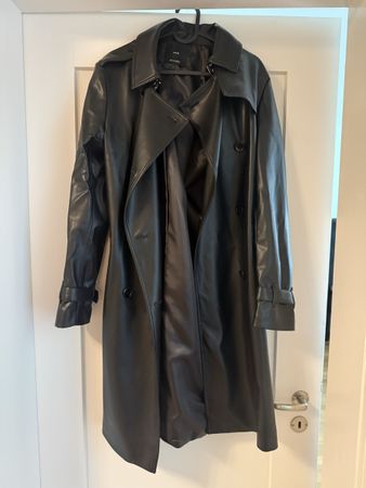 MNG Trenchcoat Kunstleder Schwarz Groesse M nie getragen