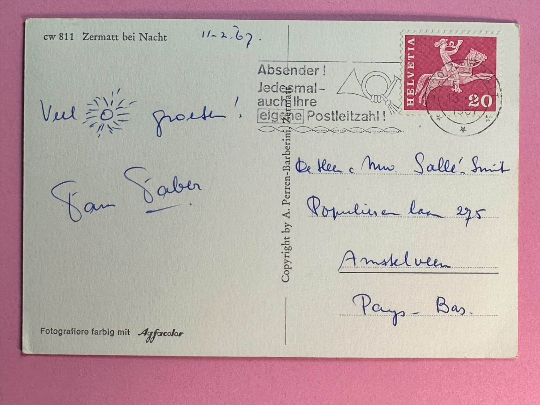 Cartoline postali: Zermatt bei Nacht – Usato da Steg VS venduto da danwer74 1