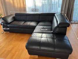 Sofa Echtleder Schwarz – Ecksofa