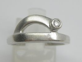 feiner Ring Silber 925 + MP  weisser Schmuckstein Gr. 54
