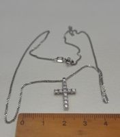 18 Karat 750 Weiss Gold Kette Mit kreuz Anhänger Mit Steine