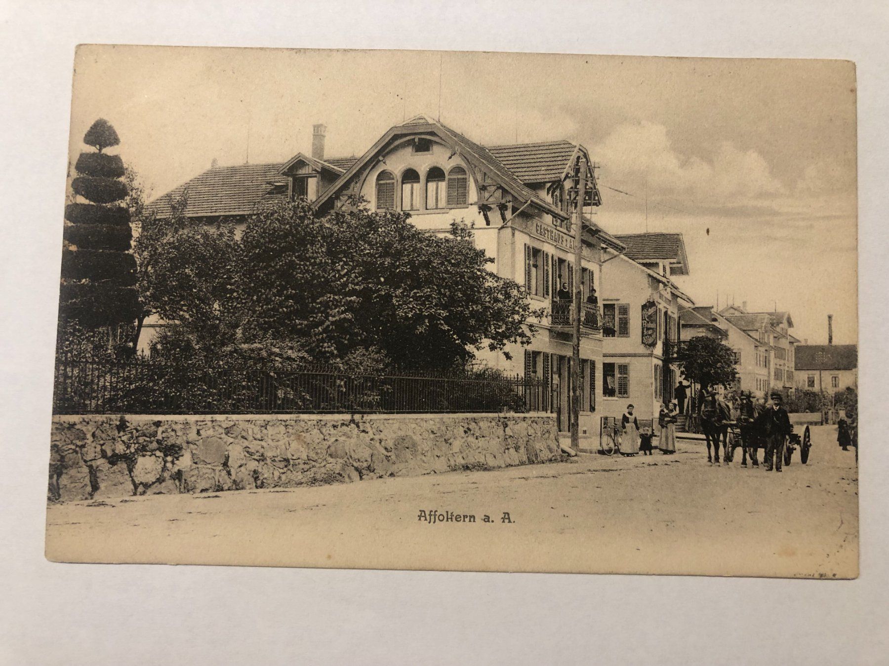 Cartoline postali: Affoltern a. A.  Gasthaus z. Albis ? 1907 – Usato da Pfäffikon ZH venduto da Waltoversand