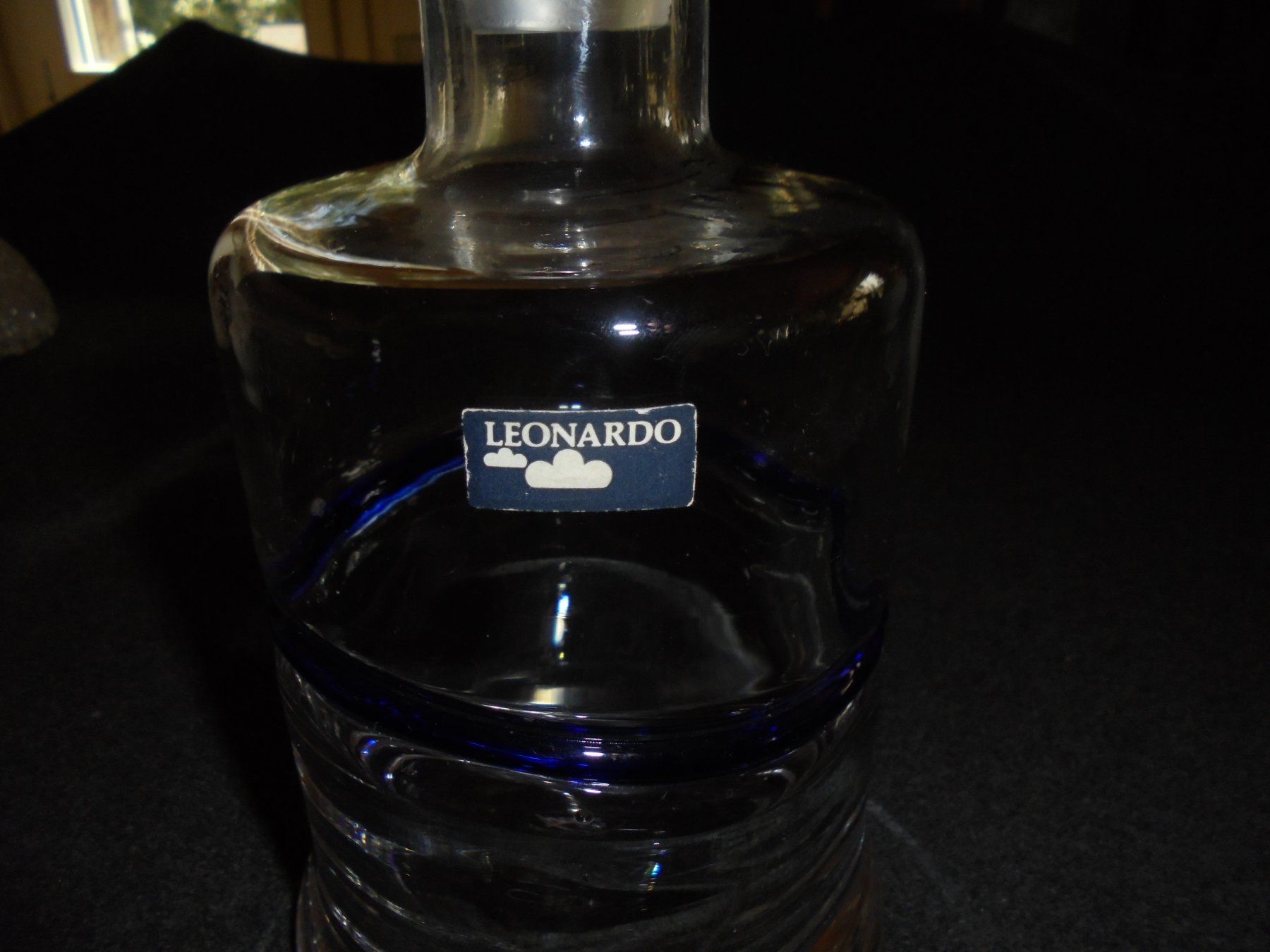 Caraffe: Glas Wasserkaraffe mit Zapfen "Leonardo" 1 Lt. blauer Rand – Usato da Rüschegg-Heubach venduto da Ofen111 2