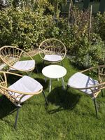 4 Gartenstühle Rattan Optik Metallgestell guter Zustand