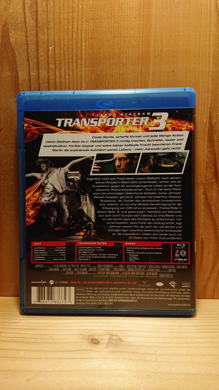 Tutti i DVDs: TRANSPORTER 3 auf Blu-Ray mit Jason Statham – Usato da Wilderswil venduto da Exebub 1