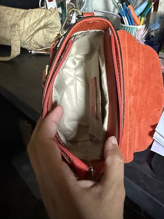 Sac à main cuir véritable orange  1 bandoulière