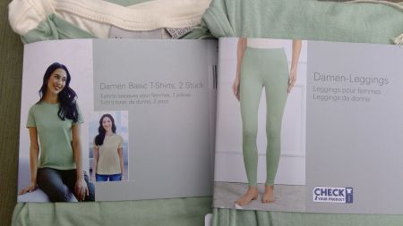 Lot 2x T-Shirts écru/vert tilleul + Leggings, taille S, NEUF