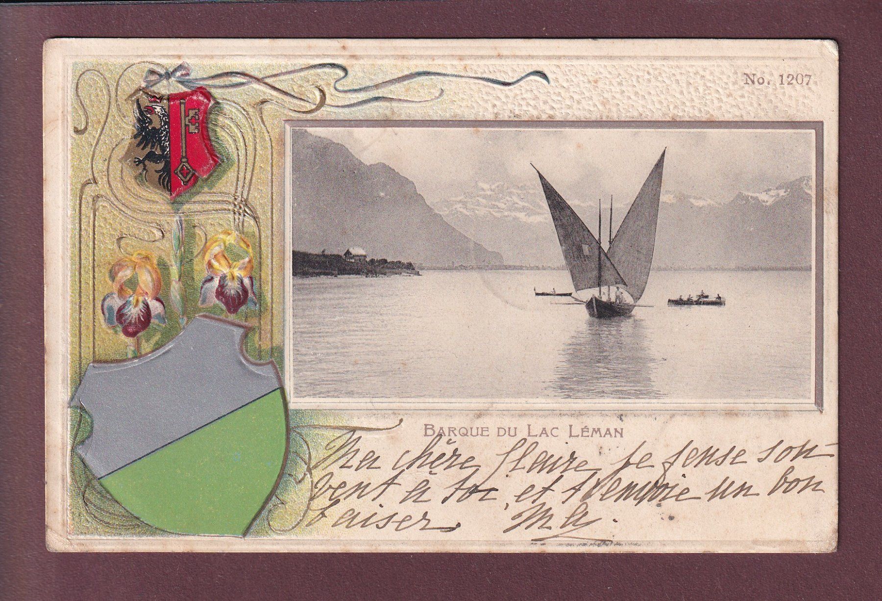 Cartoline postali: BARQUE du LAC LEMAN - 1901 – Usato da Pully venduto da nicecards