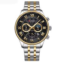 ⌚ Herrenuhr Chronograph Bicolor Schwarz Quarz Datum NEU