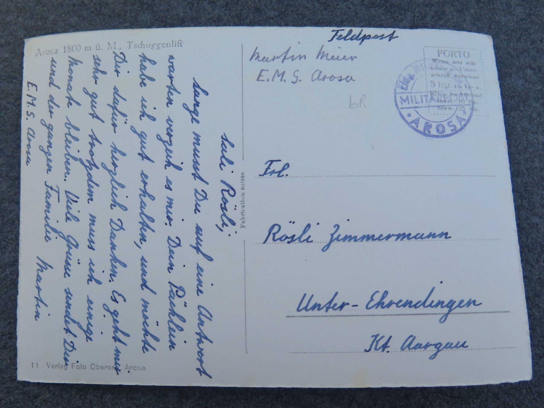 Cartoline postali: AROSA - TSCHUGGENLIFT - SKILIFT – Usato da Wittenbach venduto da lipasal 1
