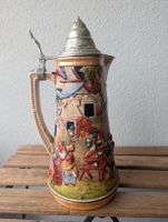 GERZ Bierkrug 2,5 Liter mit Zinndeckel – handbemalt