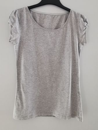 Graues T-Shirt mit Puffärmeln, Gr. M