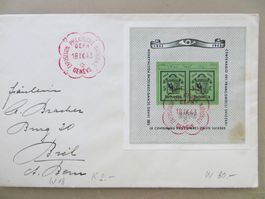 Adressierter Brief Genfer Block mit Ausstellungsstempel 1943