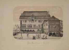 Zürich Rathaus Lithographie um 1850
