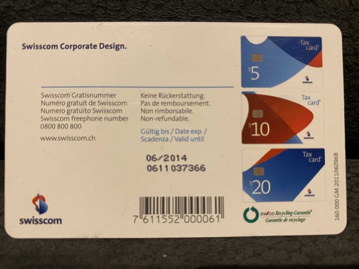 Schede telefoniche: Taxcard – Usato da Lausanne venduto da babacard10 1