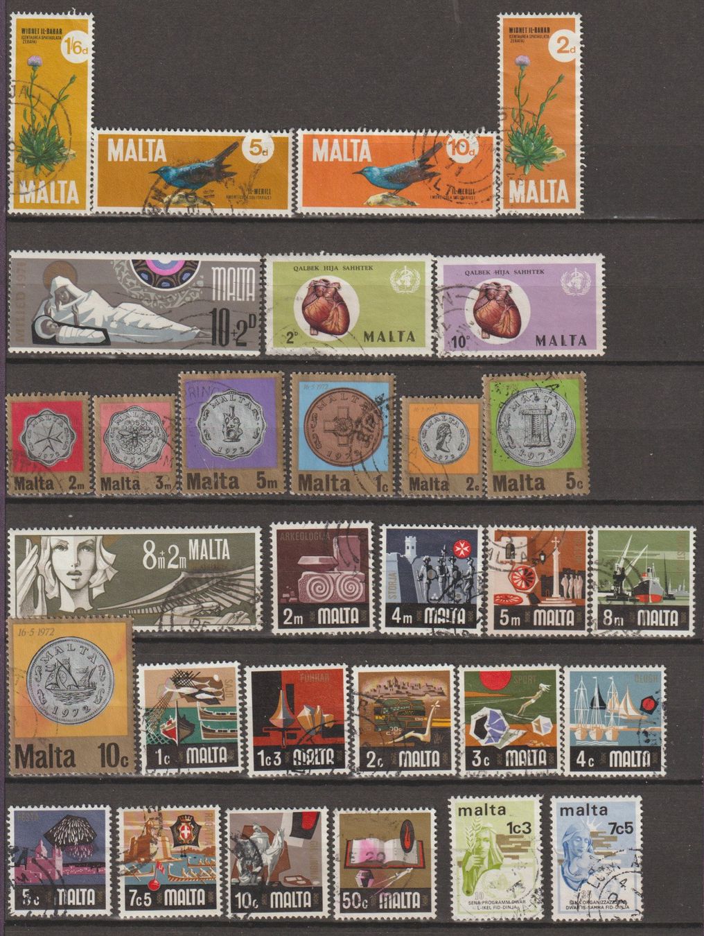 Alle Briefmarken: Malte, divers thèmes, vintage! – Gebraucht aus Crans-Montana von kira56 1