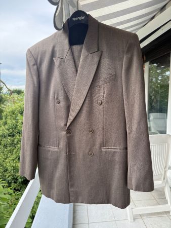 1 80-iger Vintage Massanzug in 1A Stoffqualität Braun-Grau