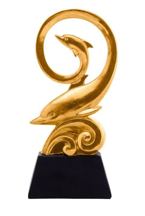 Statuette: Delfin Duo in gold – Nuovo e nell'imballaggio originale da Langenbruck venduto da Gumsi 1