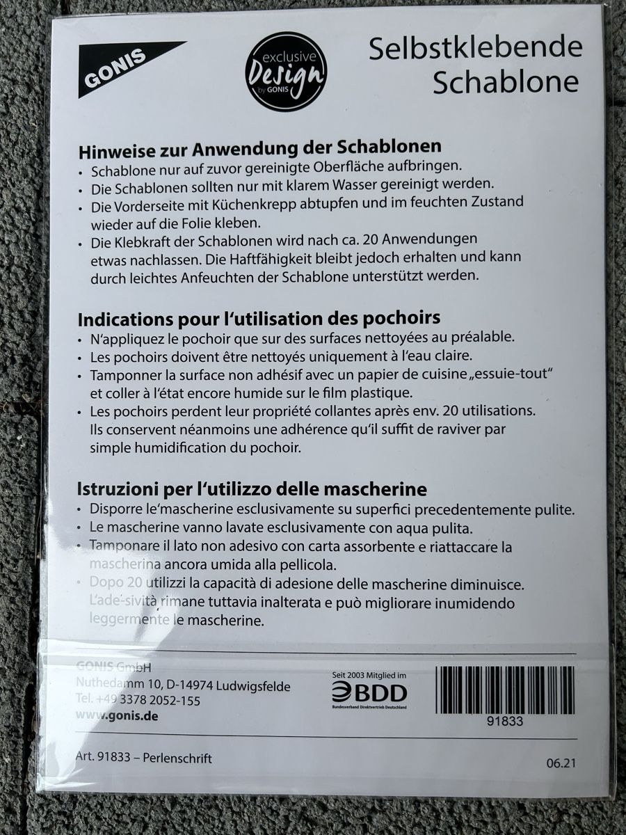 Sciablone: Gonis Selbstklebe Schablone – Nuovo e nell'imballaggio originale da Uffikon venduto da Gismj 1