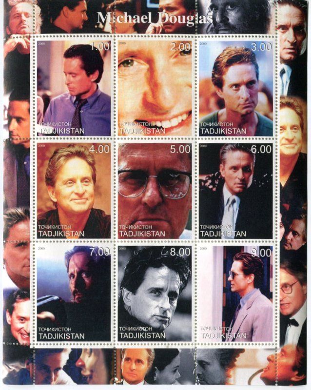 Alle Briefmarken: Block "Michael Douglas". Tadschikistan. – Neu und originalverpackt aus Basel von Butsch5
