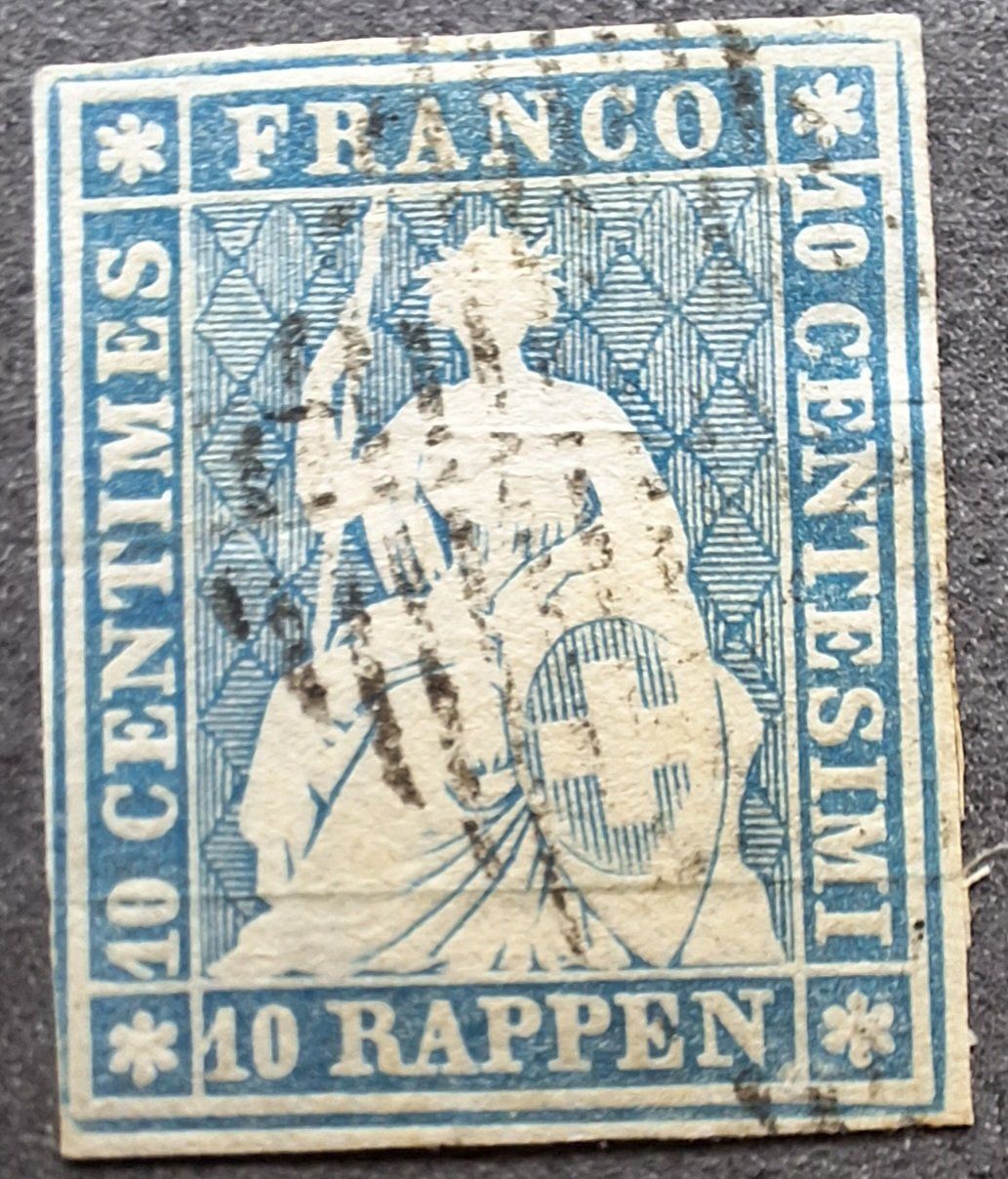 Tutti i francobolli: Strubel 23A3.c mit Befund Kat. 110.- – Usato da Balgach venduto da SIMEON27