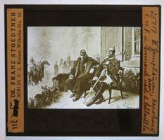 Glasdia Dt. Reich: Gemälde Bismarck & Napoleon III, um 1920