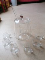 Glas Bowle Set, Vintage Bowleglas mit 6 Tassen