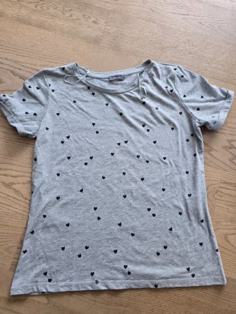 Damen T-Shirt Yessica Herzmuster grau Groesse S