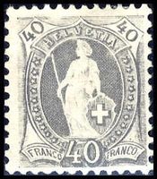 1894, Stehende Helvetia Nr. 69D *, mit Falzresten.