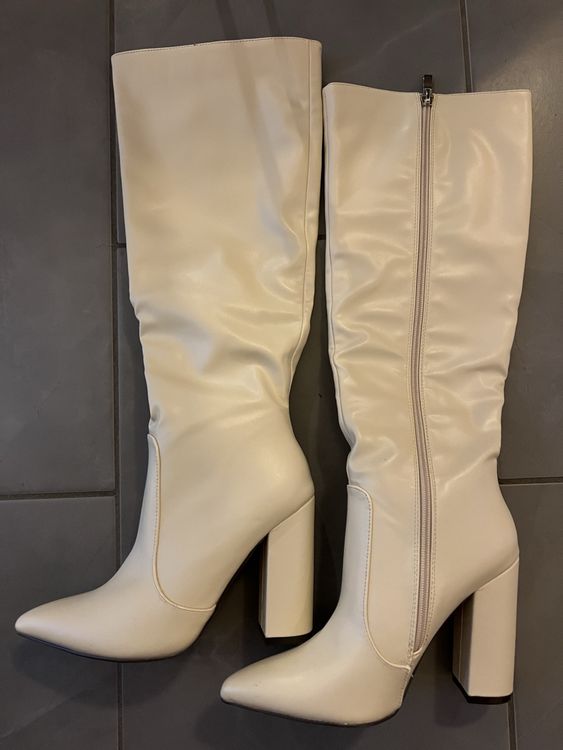 Bottines Pointues Spiral En Cuir Blanc Cassé - Taille 39 (EU) - Occasion, Bon état Général