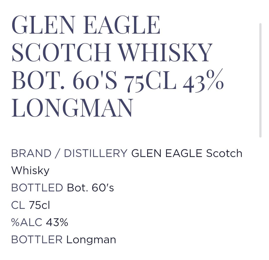 Bevande alcoliche: Glen Eagle Scotch Whisky, 1958 – Nuovo (secondo la descrizione) da Wädenswil venduto da Orso31 5