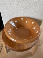 Tolle alte Keramik Schale mit weissen Punkten