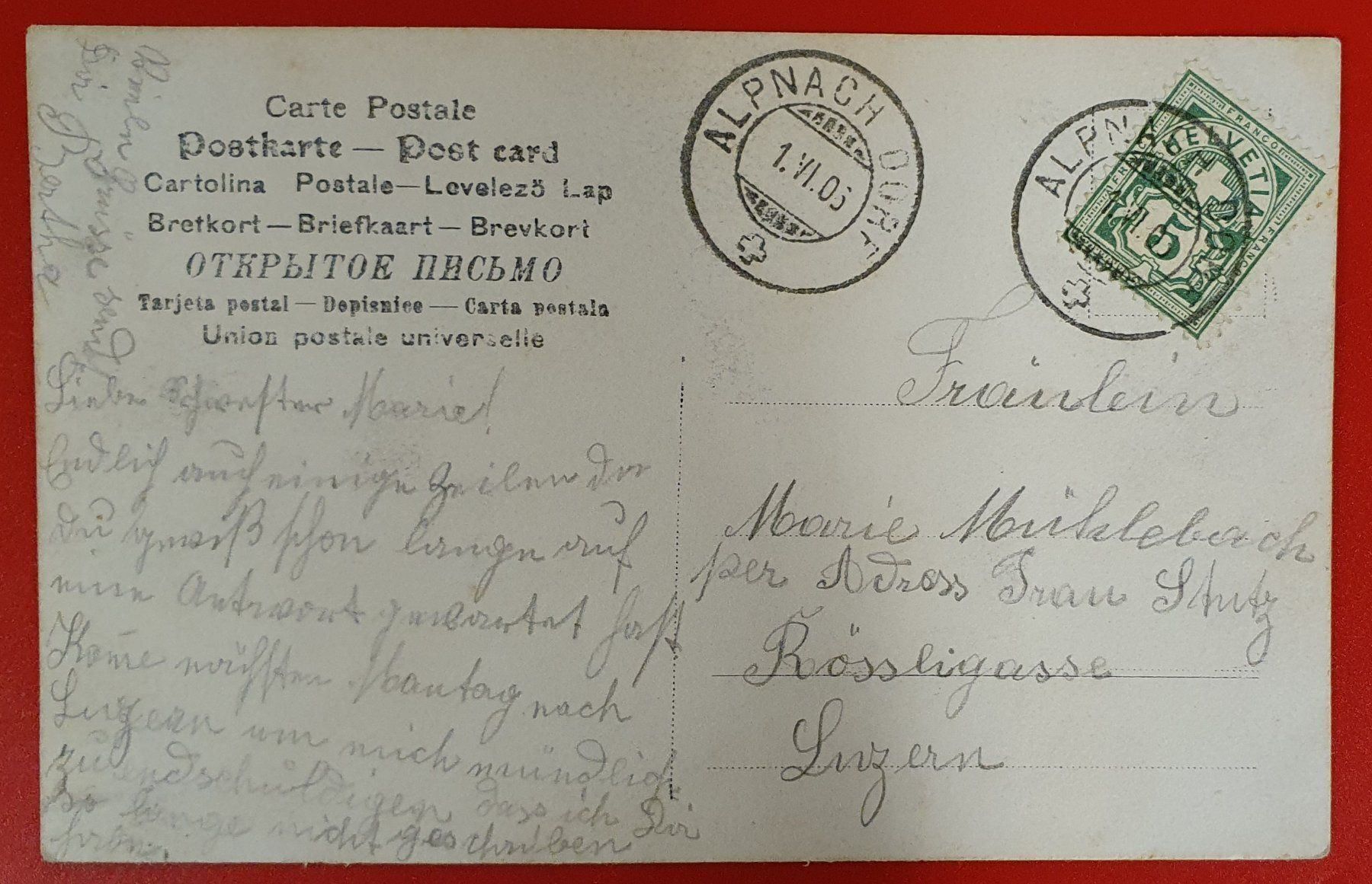 Cartoline postali: Alpnach - Älplerfest 1905 – Usato da Kreuzlingen venduto da Rschweiz1 1