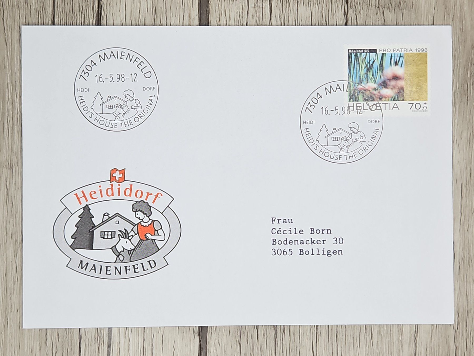 Tutti i francobolli: CL11 Enveloppe + Timbre Suisse 1998 – Usato da Cousset venduto da Patrick_Collections