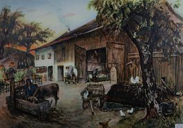 Schulwandbild, Wandbild Lehrbild "Bauernhof (Nordschweiz)"