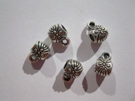 10 Anhängerschlaufen, Zwischenteil, gemustert, 9x6mm