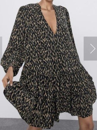 Leopardenmuster Minikleid M Zara
