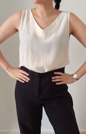 Vintage 100% Seide Top Oberteil Pierre Cardin crèmeweiss S