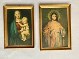 2er Set religiöse Bilder in antiken Rahmen